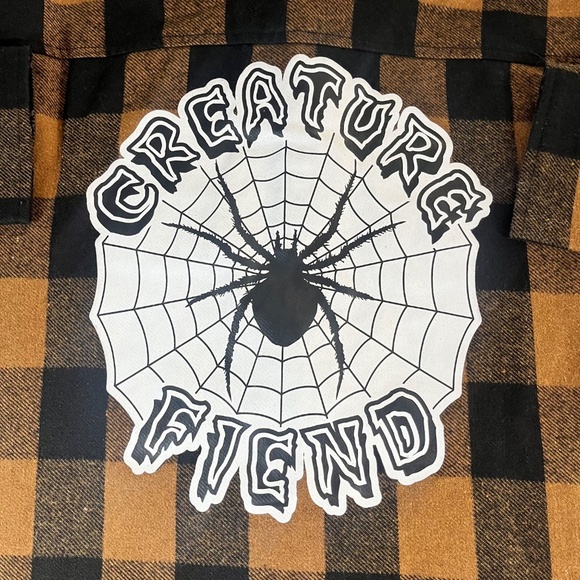 Creature Skateboards Web Yellow & Black Flannel Shirt Creature Fiend Men Medium - Picture 4 of 4